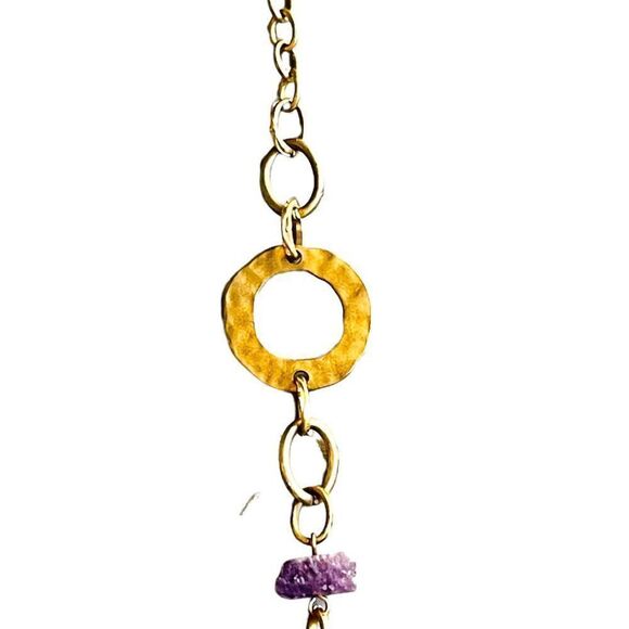 Vintage Amethyst Goldtone Long Necklace - Picture 8 of 13